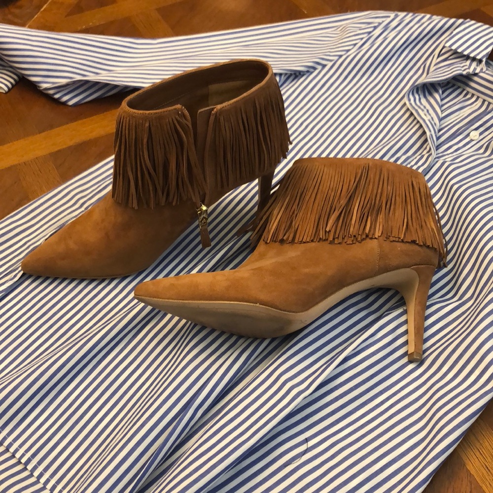 Camel Sam Edelman Fringe Booties
